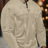 Mateo – Suéter Henley de Manga Larga con Rayas