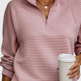 Helene Jersey de Cuello en V con Cremallera y Manga Larga