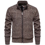 Cárdigan de felpa gruesa Jean para otoño e invierno, con cierre de cremallera trenzada, ideal para un estilo casual y acogedor.