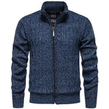 Cárdigan de felpa gruesa Jean para otoño e invierno, con cierre de cremallera trenzada, ideal para un estilo casual y acogedor.