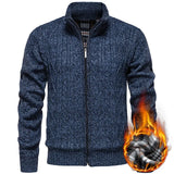 Cárdigan de felpa gruesa Jean para otoño e invierno, con cierre de cremallera trenzada, ideal para un estilo casual y acogedor.