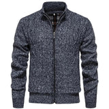 Cárdigan de felpa gruesa Jean para otoño e invierno, con cierre de cremallera trenzada, ideal para un estilo casual y acogedor.