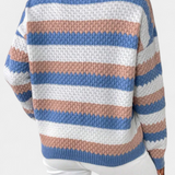 Kristen Jersey Oversized de Cuello Redondo a Rayas