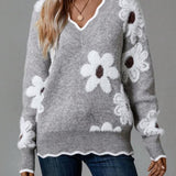 PAULA | SUÉTER FLORAL ELEGANTE CON ESCOTE EN V