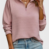 Helene Jersey de Cuello en V con Cremallera y Manga Larga