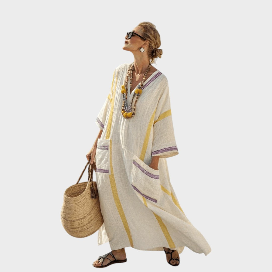 Jina | Vestido fluido de algodón y lino