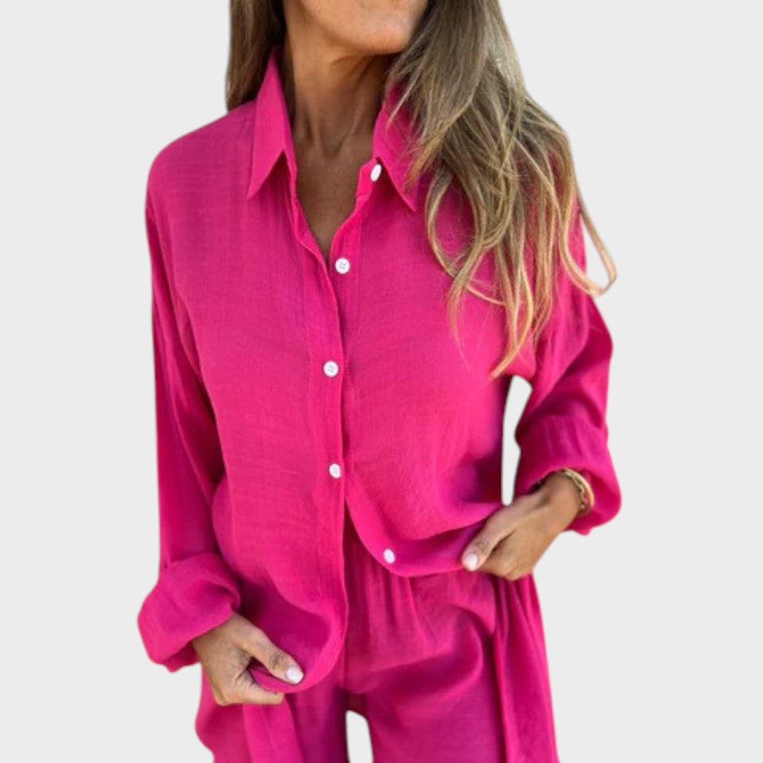 Nora | Conjunto de camisa y pantalón corto de lino