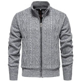 Cárdigan de felpa gruesa Jean para otoño e invierno, con cierre de cremallera trenzada, ideal para un estilo casual y acogedor.
