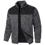 Henri – Abrigo de Punto Rayado con Cuello Alto y Cierre de Cremallera