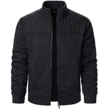 Henri – Abrigo de Punto Rayado con Cuello Alto y Cierre de Cremallera