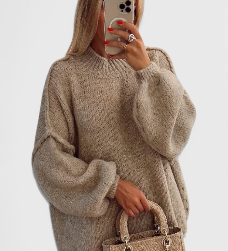 Cassia Jersey de Punto Oversized con Mangas Globo