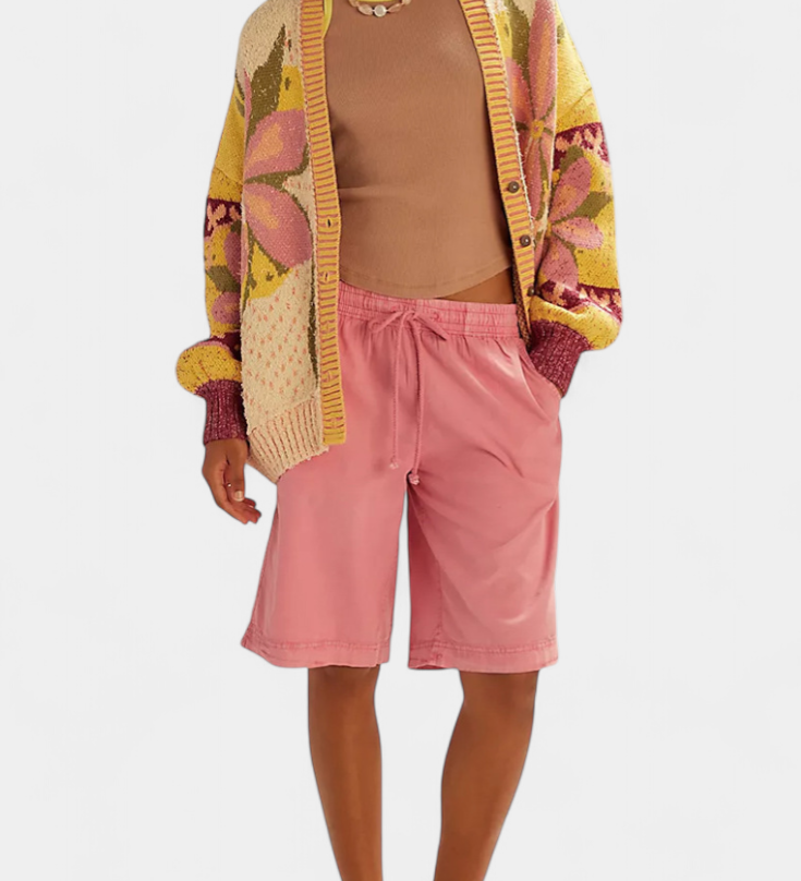 Casey Cárdigan de Punto con Patrón Floral y Ajuste Suelto