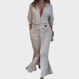 Jeanette | Vestido Largo de Lino Con Escote En V