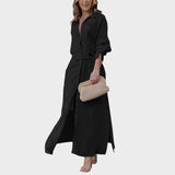 Jeanette | Vestido Largo de Lino Con Escote En V